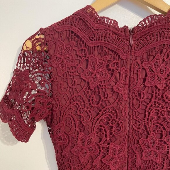 Lulus Angel in Disguise Burgundy Lace Skater Dress - Lace Mini - Small - Picture 3 of 15